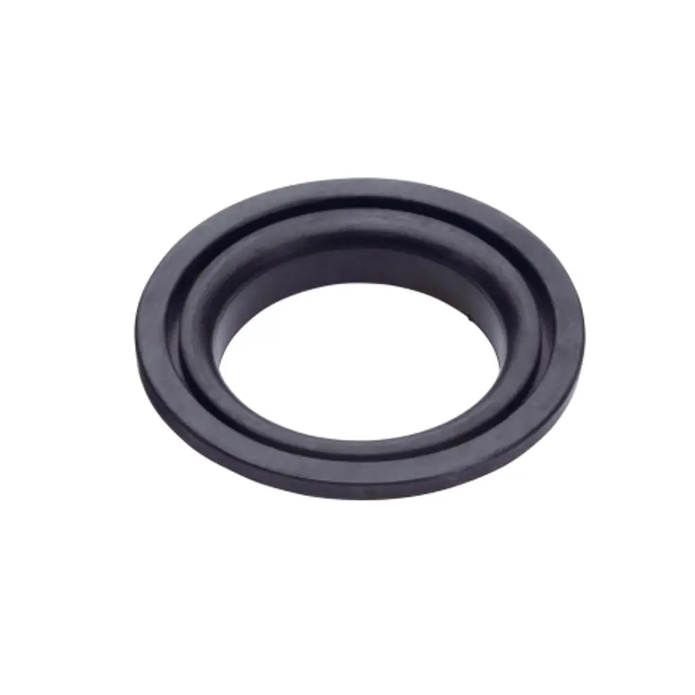 Schwarzer Gummiring mit zwei aufeinanderliegenden Dichtflächen, geeignet für den Einsatz in Badezimmerarmaturen. Hersteller ist Hansgrohe.